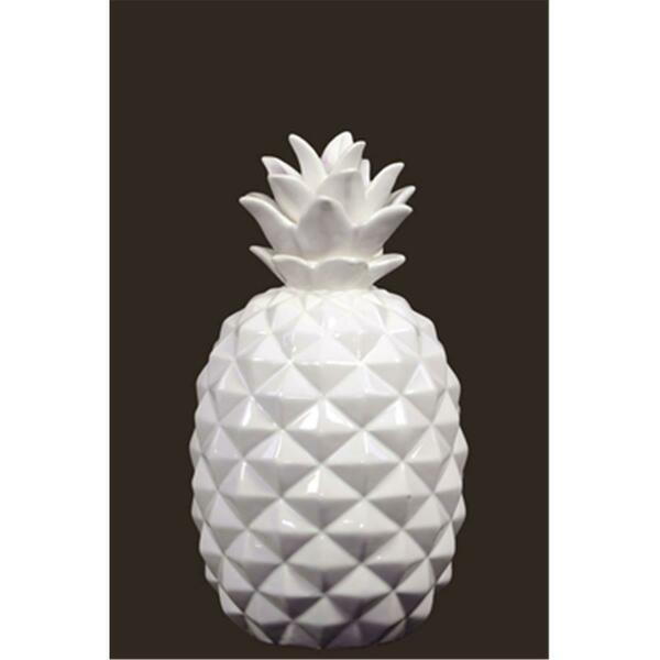 Urban Trends Collection 6 x 11.5 x 6 in. Ceramic Pineapple Figurine, Gloss Finish - White, Small 43049